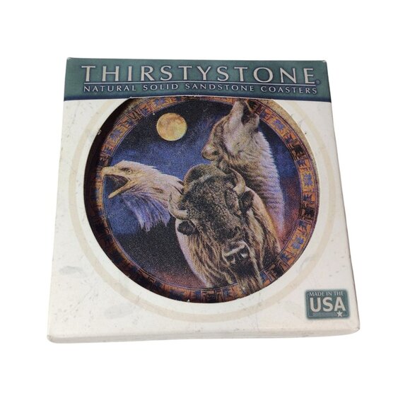 Thirstystone Wild Animal Natural Sandstone Coasters USA Native READ - Picture 2 of 5
